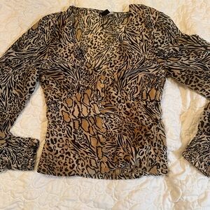 Leopard print y2k style button H&M blouse